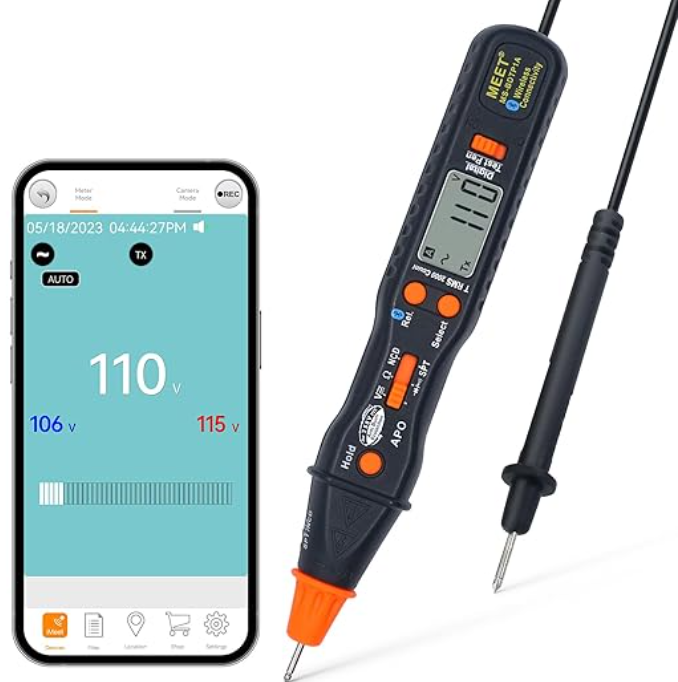 USB-C multimeter uses a mobile device screen as a display enabling precise measurements and logging
